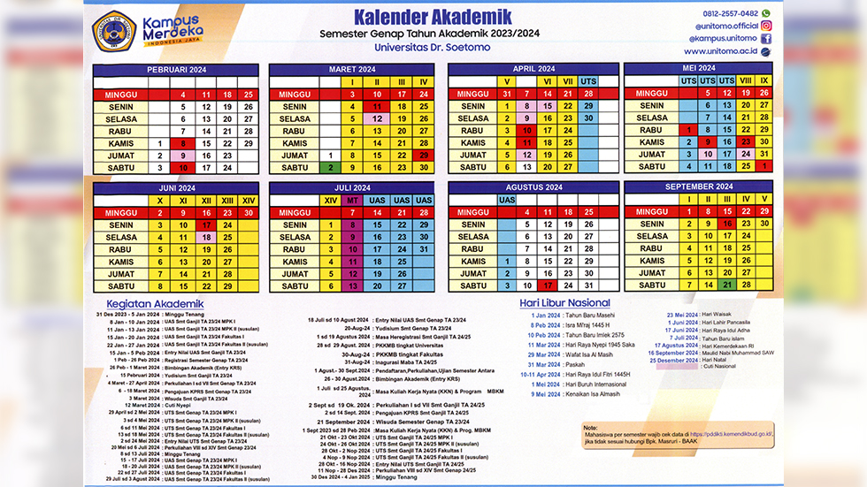 Kalender Akademik Semester Genap Tahun Akademik 2023/2024